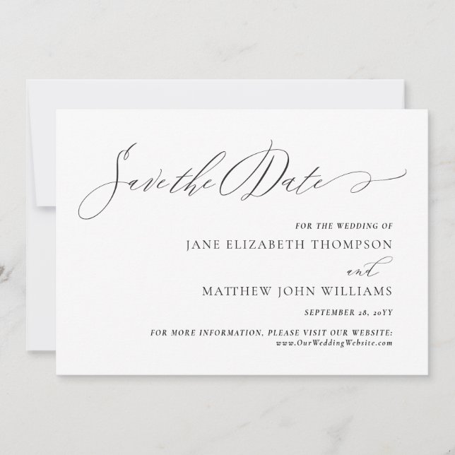 Jane Elegant Script Save the Date Wedding (Front)