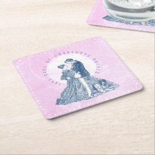 Jane Eyre and Edward Rochester with Pilot Pink Square Paper Coaster