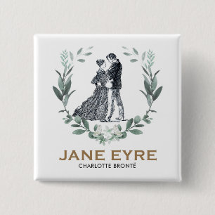 Jane Eyre and Edward Rochester with Wreath 2 Inch Square Button