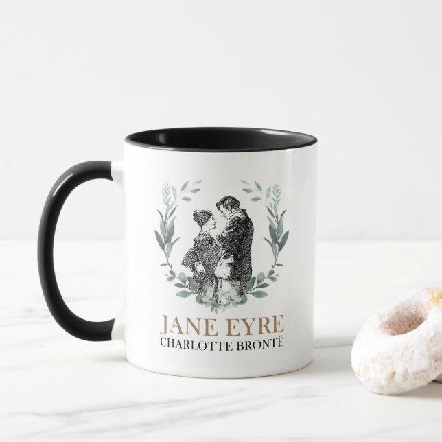 Jane Eyre and Edward Rochester with Wreath Mug (With Donut)