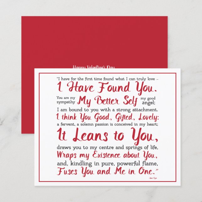 Jane Eyre Better Self Love Valentine (Front/Back)