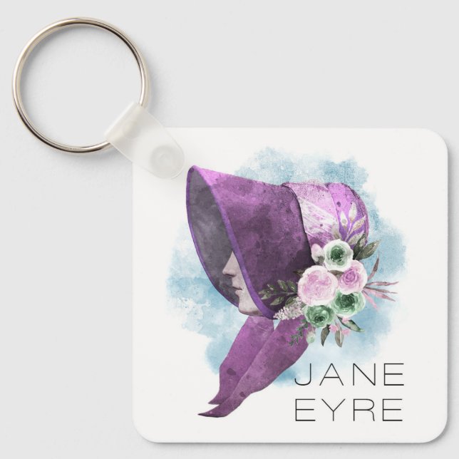 Jane Eyre Bonnet Flowers Purple and Blue Keychain (Front)