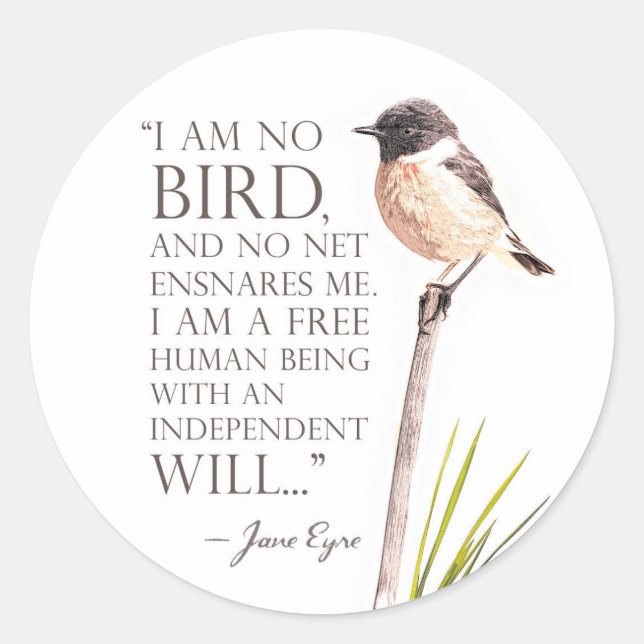 Jane Eyre - I Am No Bird - Brown Bird Classic Round Sticker (Front)