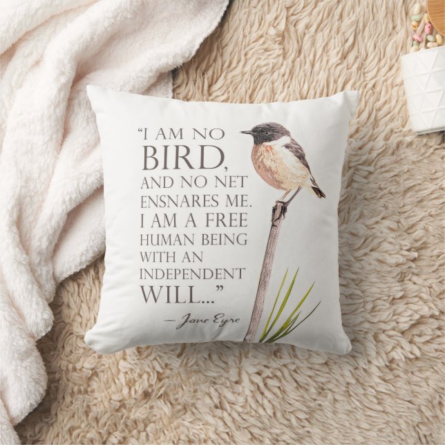 Jane Eyre - I Am No Bird - Brown Bird Throw Pillow (Blanket)