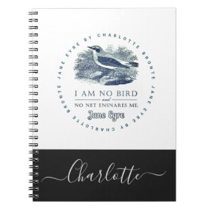 Jane Eyre I Am No Bird Pink Stripes Add Your Name Notebook