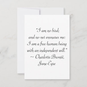 Jane Eyre I Am No Bird Quote Thank You Card