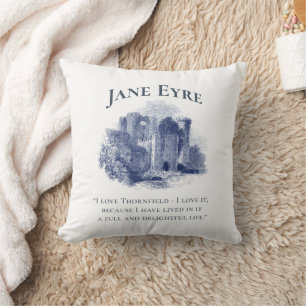 Jane Eyre - I Love Thornfield - Castle Throw Pillow