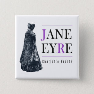 Jane Eyre in Cape and Bonnet 2 Inch Square Button