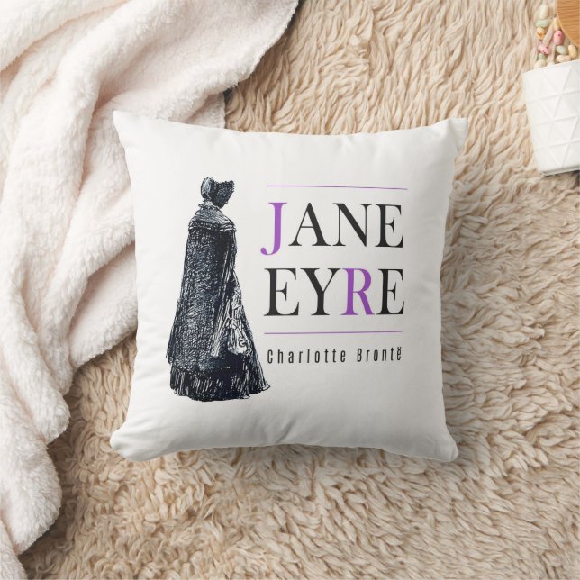 Jane Eyre in Cape and Bonnet Throw Pillow (Blanket)