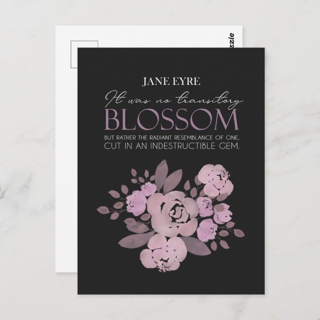 Jane Eyre - No Transitory Blossom - Roses on Black Postcard (Front/Back)