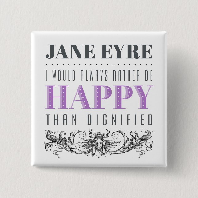Jane Eyre Quote - I Would Always Rather Be Happy 2 Inch Square Button (Front)