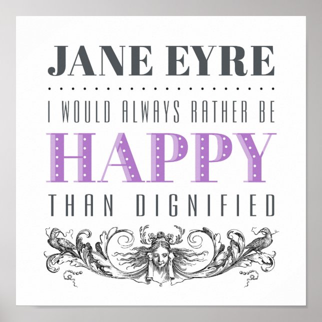 Jane Eyre Quote - I Would Always Rather Be Happy Poster (Front)