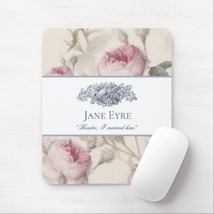 Jane Eyre - Reader I Married Him - Doves Floral Mouse Pad
