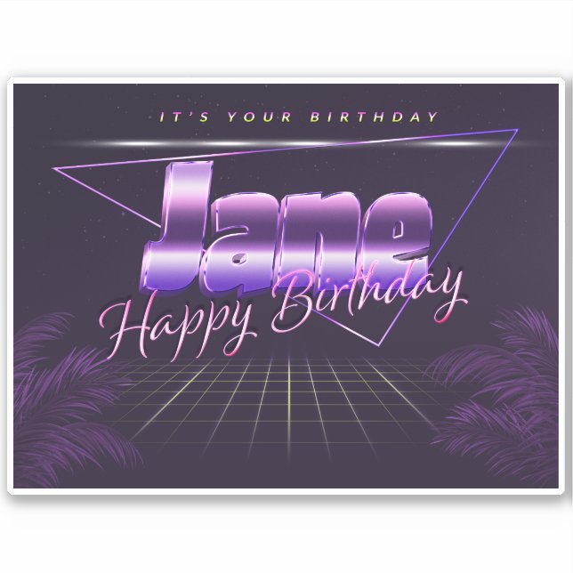Jane Name First name lila retro Sticker Birthday (Front)
