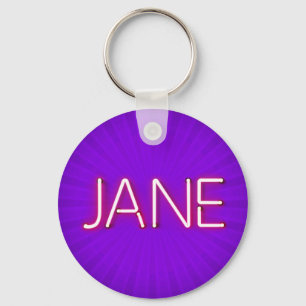 Jane Name in Glowing Neon Lights Keychain