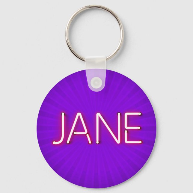 Jane Name in Glowing Neon Lights Keychain (Front)