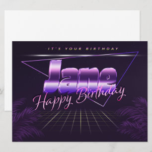 Jane Name Vorname lila retro Karte Geburtstag Card