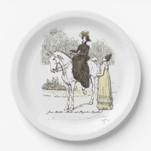 Jane on Horseback - Jane Austen Pride & Prejudice Paper Plate