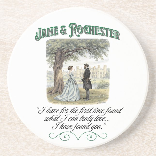 Jane & Rochester Thornfield Hall Romantic Quote  Coaster (Front)