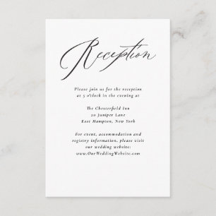 Jane Simple Minimal Black Script Wedding Reception Enclosure Card