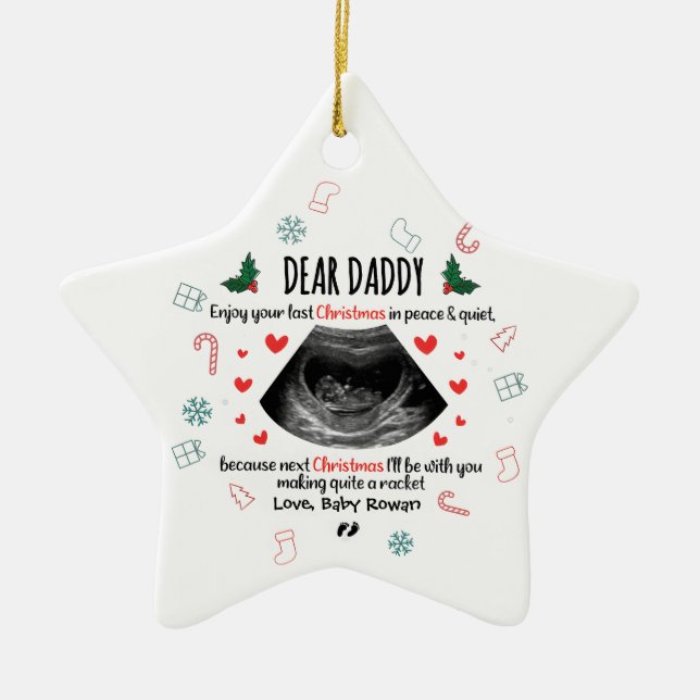 Janestore Personalized Dear Daddy Merry 1st Christ Ceramic Ornament (Front)