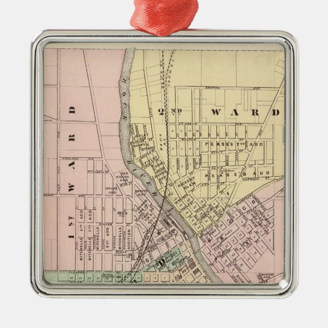 Janesville, county seat of Rock Co Metal Ornament (Front)