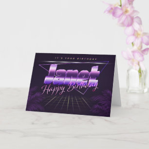 Janet Name Vorname lila retro Karte Geburtstag Card