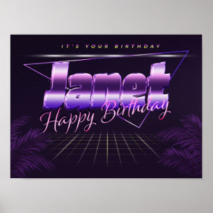 Janet Name Vorname lila retro Poster Geburtstag