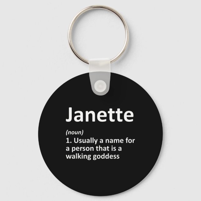 Janette Definition Personalized Name Funny Birthda Keychain (Front)