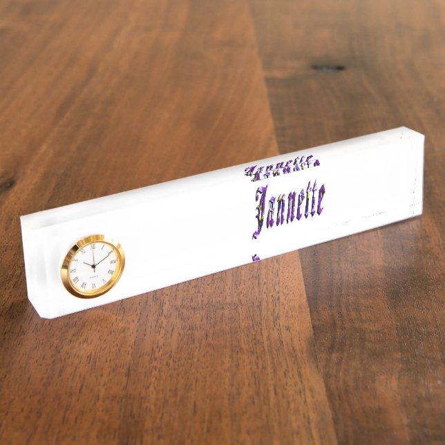 Janette, Name, Logo, Desk Name Plate. Nameplate (Side)