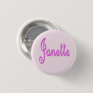 "Janette" Pink Two Toned Janette Name, 1 Inch Round Button