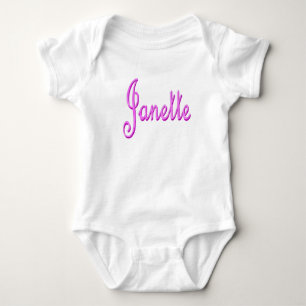 "Janette" Pink Two Toned Janette Name, Baby Bodysuit
