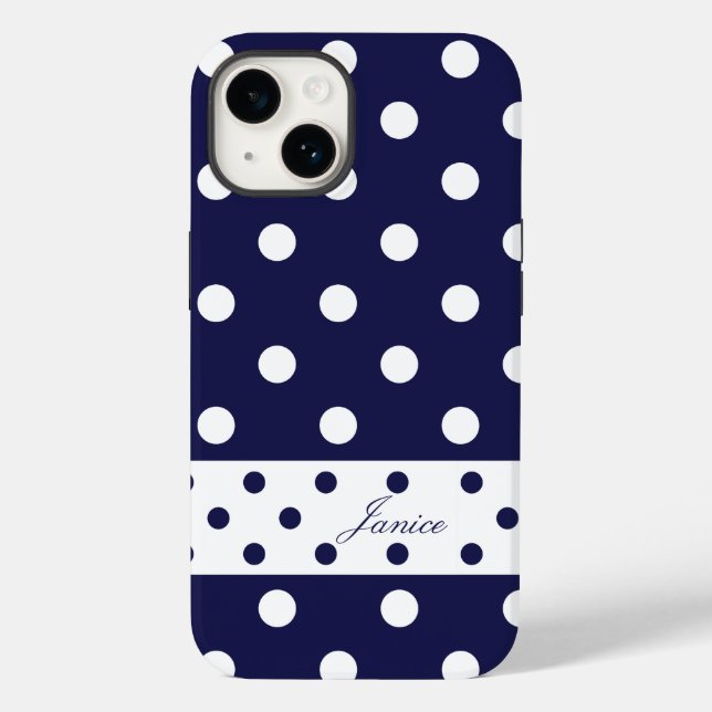 Janice - Cute Polka Dots With Your Name - Case-Mate iPhone Case (Back)