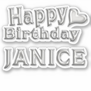 Janice Happy Birthday silver Sticker