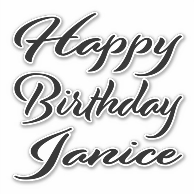 Janice name first name black Sticker birthday (Front)