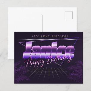 Janice Name Vorname lila Postkarte Geburtstag Postcard