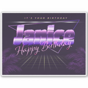 Janice Name Vorname lila retro Sticker Geburtstag
