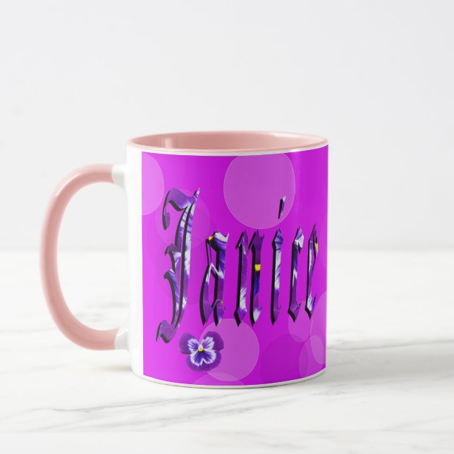 Janice Name With Pansies, Mug (Left)