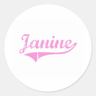 Janine Classic Style Name Round Sticker
