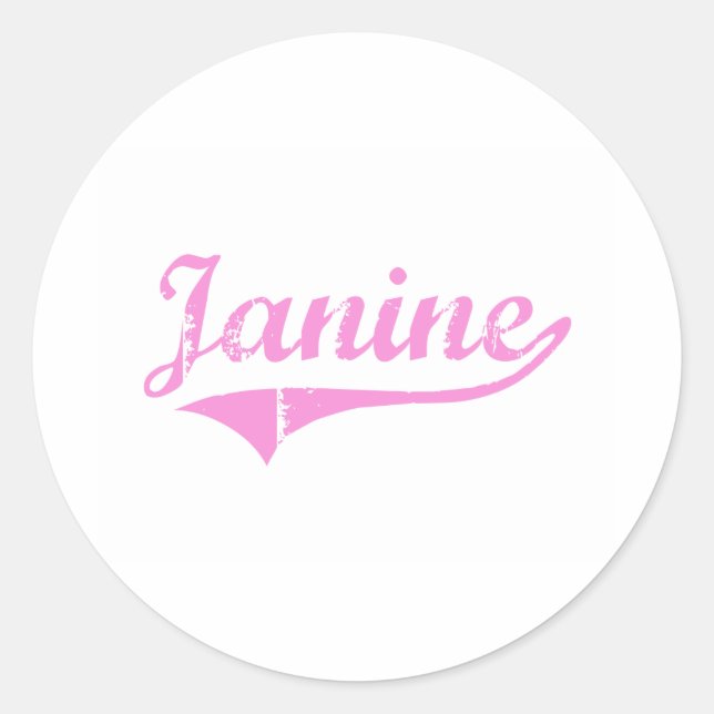 Janine Classic Style Name Round Sticker (Front)