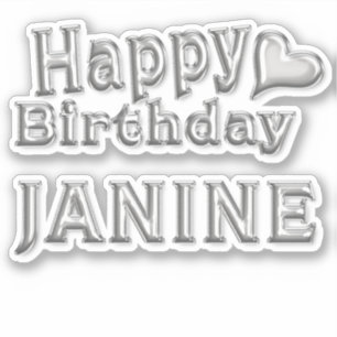 Janine Happy Birthday silver Sticker