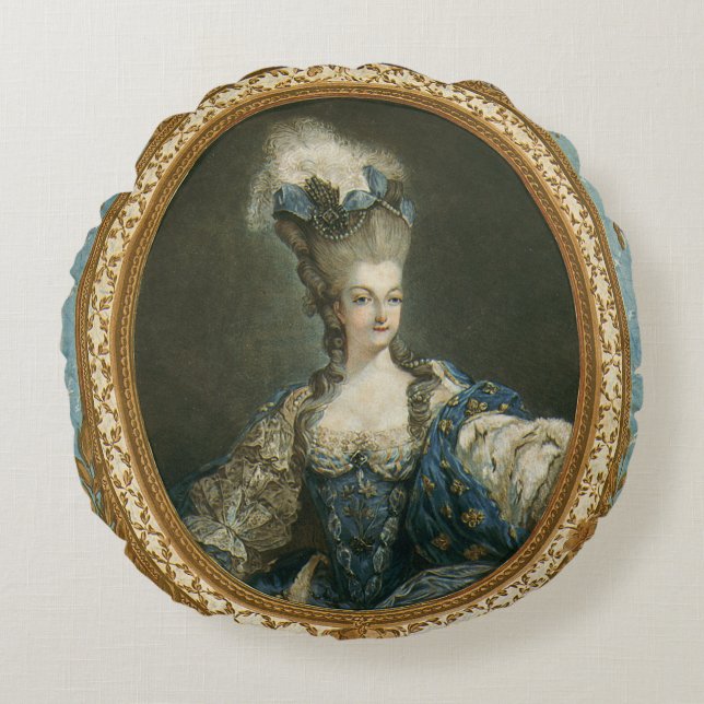 Janinet Portrait of Marie-Antoinette Fine Art Round Pillow (Front)