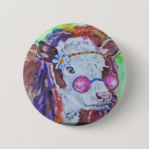 Janis Cow 2 Inch Round Button