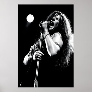 Janis Joplin Concert, Vintage Black and White Poster