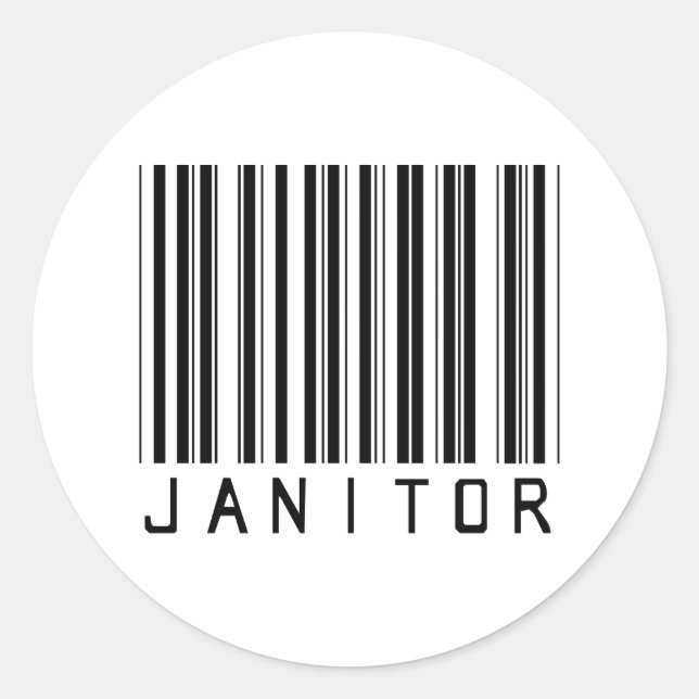 Janitor Bar Code Classic Round Sticker (Front)