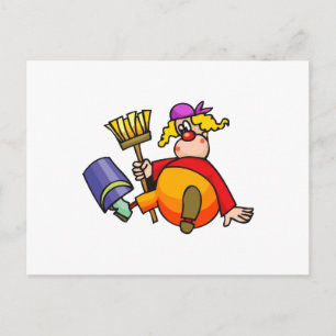 Janitor Clown Postcard