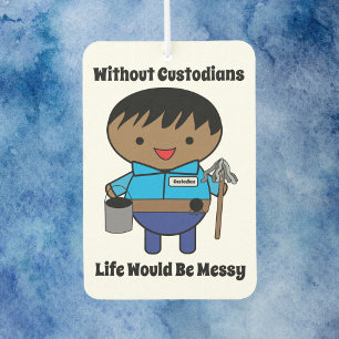 Janitor Custodian Life Messy Black Male Air Freshener