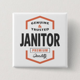 Janitor Logo Gift Ideas. 2 Inch Square Button