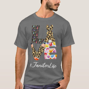 Janitor Love Pencil Easter Day Bunny Leopard Women T-Shirt