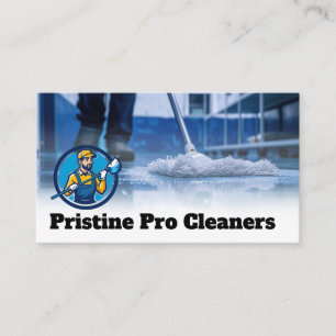 Janitor Mopping Blue Collar Cleaning Jobs Business Card